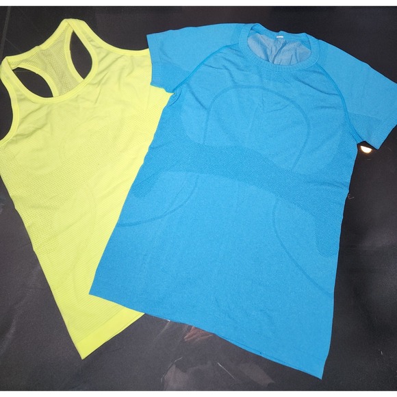 Lululemon Tops - Lululemon Swiftly Tech SS T-Shirt & Racerback Tank Bundle Blue Yellow 8